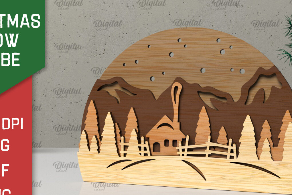 Intra απο ξύλο plywood 3mm-4mm πάχος Τρισδιάστατη Χριστουγεννιάτικη σφαίρα χιονιού Δίασταση 15x15 cm INTRAFABR-105757730