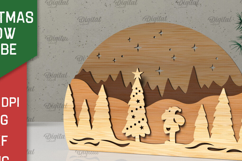 Intra απο ξύλο plywood 3mm-4mm πάχος Τρισδιάστατη Χριστουγεννιάτικη σφαίρα χιονιού Δίασταση 15x15 cm INTRAFABR-105757797