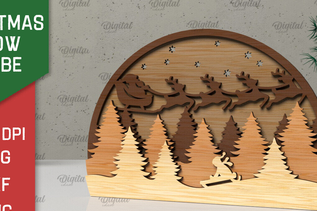 Intra απο ξύλο plywood 3mm-4mm πάχος Τρισδιάστατη Χριστουγεννιάτικη σφαίρα χιονιού Δίασταση 15x15 cm INTRAFABR-105758010