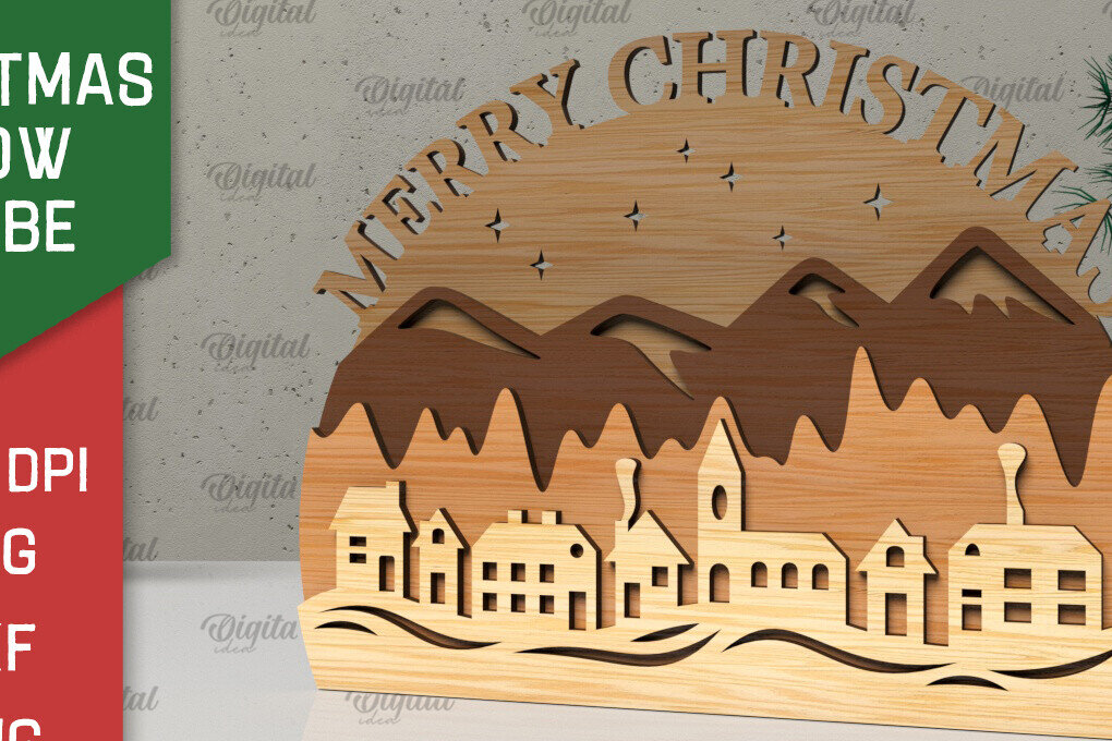 Intra απο ξύλο plywood 3mm-4mm πάχος Τρισδιάστατη Χριστουγεννιάτικη σφαίρα χιονιού Δίασταση 15x15 cm INTRAFABR-105758126