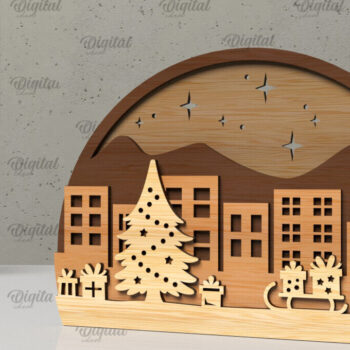 Intra απο ξύλο plywood 3mm-4mm πάχος Τρισδιάστατη Χριστουγεννιάτικη σφαίρα χιονιού Δίασταση 15x15 cm INTRAFABR-105757675 - Image 1