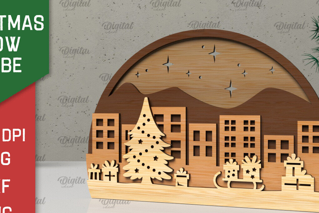 Intra απο ξύλο plywood 3mm-4mm πάχος Τρισδιάστατη Χριστουγεννιάτικη σφαίρα χιονιού Δίασταση 15x15 cm INTRAFABR-105757675