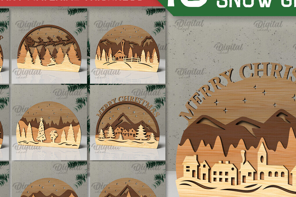 Intra απο ξύλο plywood 3mm-4mm πάχος 3D Χριστουγεννιάτικων Σφαιρών Χιονιού  Δίασταση 15x15 cm INTRAFABR-105757537