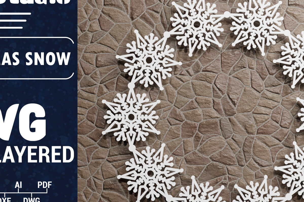 Intra απο ξύλο plywood 3mm-4mm πάχος Τρισδιάστατη χριστουγεννιάτικη νιφάδα χιονιού Papercut Δίασταση 1500x1500 cm INTRAFABR-74344227