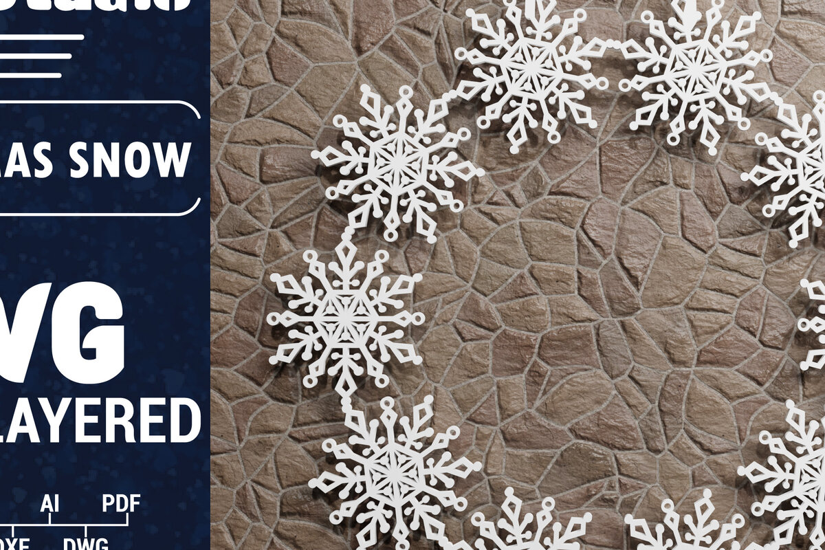 Intra απο ξύλο plywood 3mm-4mm πάχος Τρισδιάστατη χριστουγεννιάτικη νιφάδα χιονιού Papercut Δίασταση 1500x1500 cm INTRAFABR-74551685