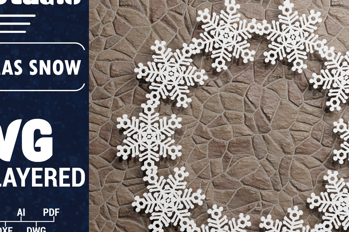 Intra απο ξύλο plywood 3mm-4mm πάχος Τρισδιάστατη χριστουγεννιάτικη νιφάδα χιονιού Papercut Δίασταση 1500x1500 cm INTRAFABR-74551698