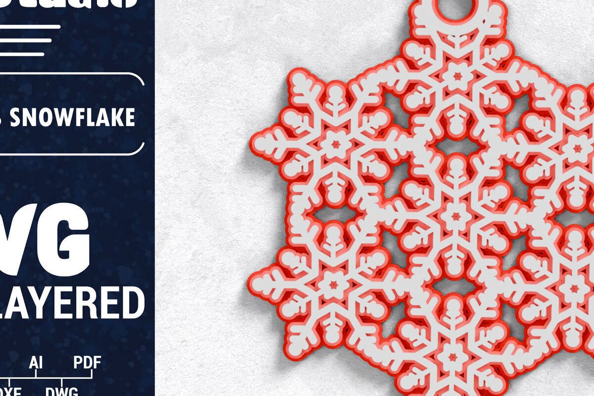 Intra απο ξύλο plywood 3mm-4mm πάχος Τρισδιάστατη χριστουγεννιάτικη νιφάδα χιονιού Papercut Δίασταση 1500x1500 cm INTRAFABR-103151097