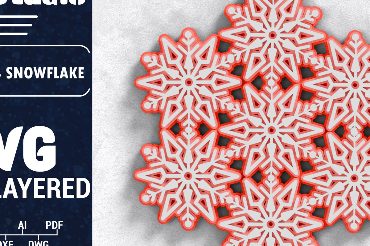 Intra απο ξύλο plywood 3mm-4mm πάχος Τρισδιάστατη χριστουγεννιάτικη νιφάδα χιονιού Papercut Δίασταση 1500x1500 cm INTRAFABR-103151106