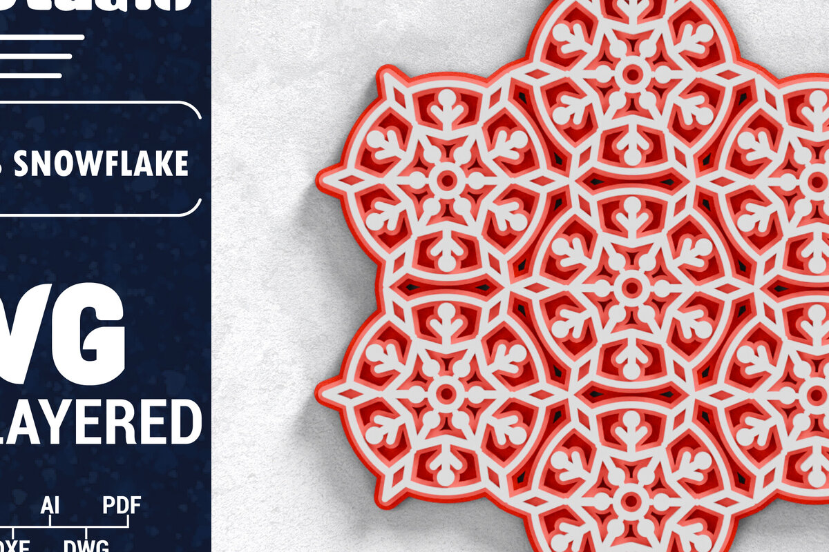 Intra απο ξύλο plywood 3mm-4mm πάχος Τρισδιάστατη χριστουγεννιάτικη νιφάδα χιονιού Papercut Δίασταση 1500x1500 cm INTRAFABR-103151115