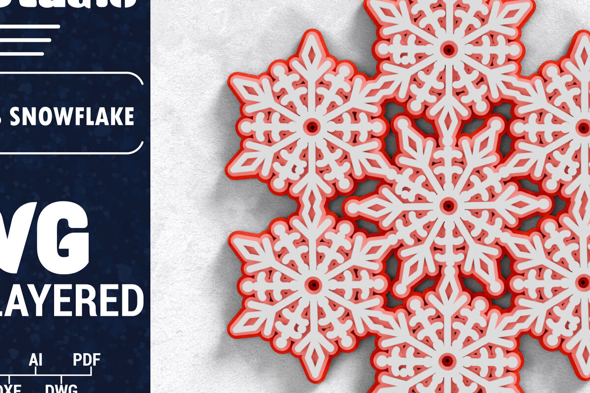 Intra απο ξύλο plywood 3mm-4mm πάχος Τρισδιάστατη χριστουγεννιάτικη νιφάδα χιονιού Papercut Δίασταση 1500x1500 cm INTRAFABR-103151129