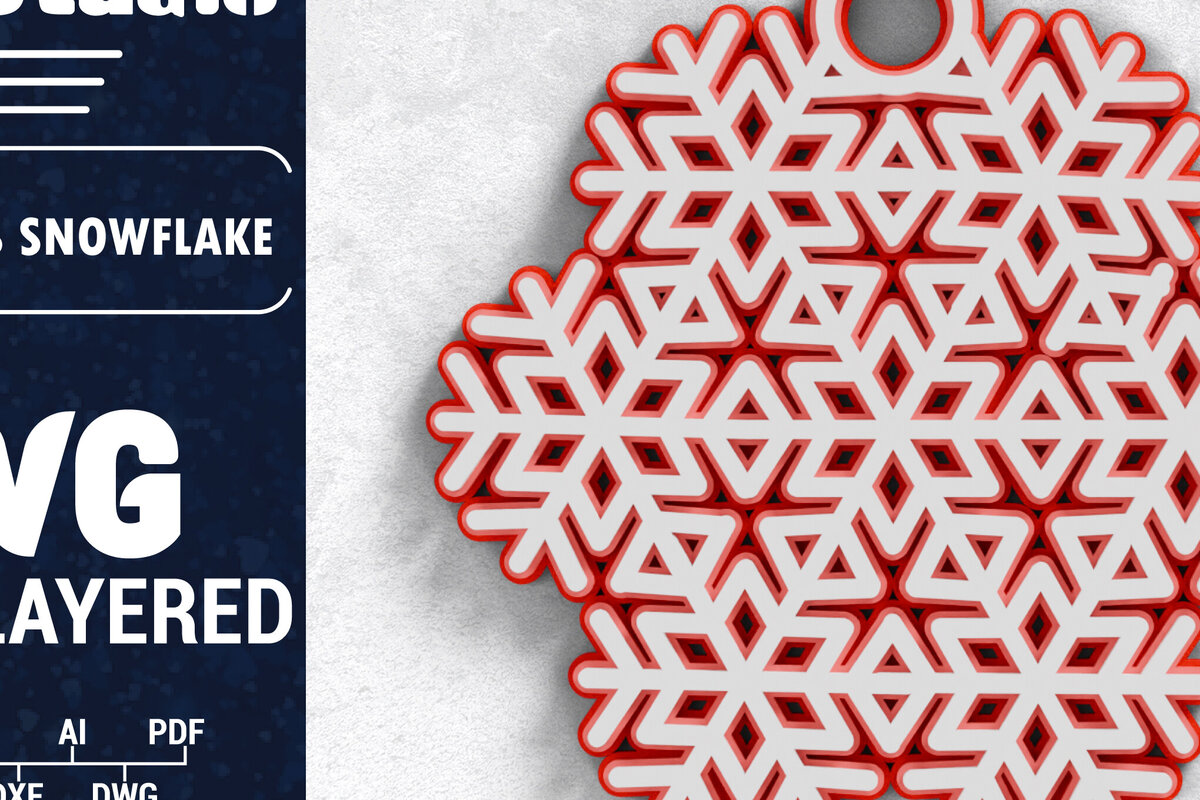 Intra απο ξύλο plywood 3mm-4mm πάχος Τρισδιάστατη χριστουγεννιάτικη νιφάδα χιονιού Papercut Δίασταση 1500x1500 cm INTRAFABR-103151146