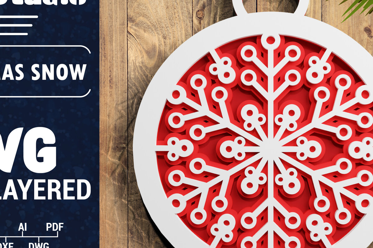 Intra απο ξύλο plywood 3mm-4mm πάχος Τρισδιάστατη χριστουγεννιάτικη νιφάδα χιονιού Papercut Δίασταση 1200x1200 cm INTRAFABR-71266303