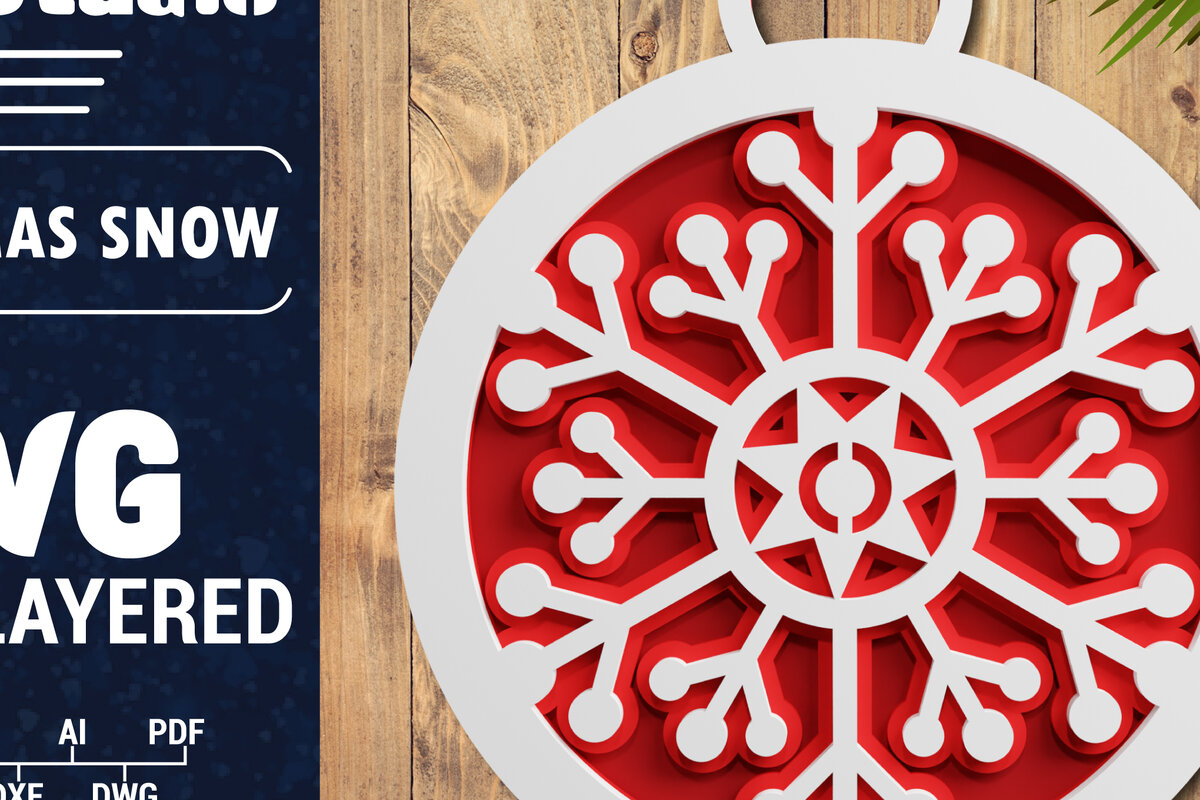 Intra απο ξύλο plywood 3mm-4mm πάχος Τρισδιάστατη χριστουγεννιάτικη νιφάδα χιονιού Papercut Δίασταση 1200x1200 cm INTRAFABR-71241243