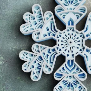 Intra απο ξύλο plywood 3mm-4mm πάχος 3D Χριστουγεννιάτικη νιφάδα χιονιού 4 στρώσεων Δίασταση 30x30 cm INTRAFABR-77142756 - Image 1