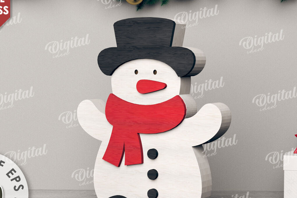 Intra απο ξύλο plywood 3mm-4mm πάχος Τρισδιάστατη Χριστουγέννων χιονάνθρωπος Δίασταση 15x15 cm INTRAFABR-110760998