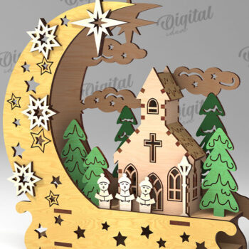 Intra απο ξύλο plywood 3mm-4mm πάχος 3D Χριστουγεννιάτικο Stan Decor Σχέδιο κοπής με λέιζερ Δίασταση 15x15 cm INTRAFABR-109742768 - Image 1