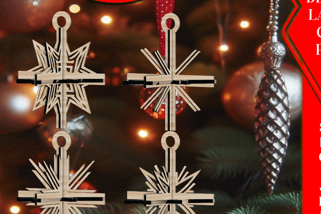 Intra απο ξύλο plywood 3mm-4mm πάχος 3D Χριστουγεννιάτικων Αστεριών V10 Δίασταση 1x1 cm INTRAFABR-108671080