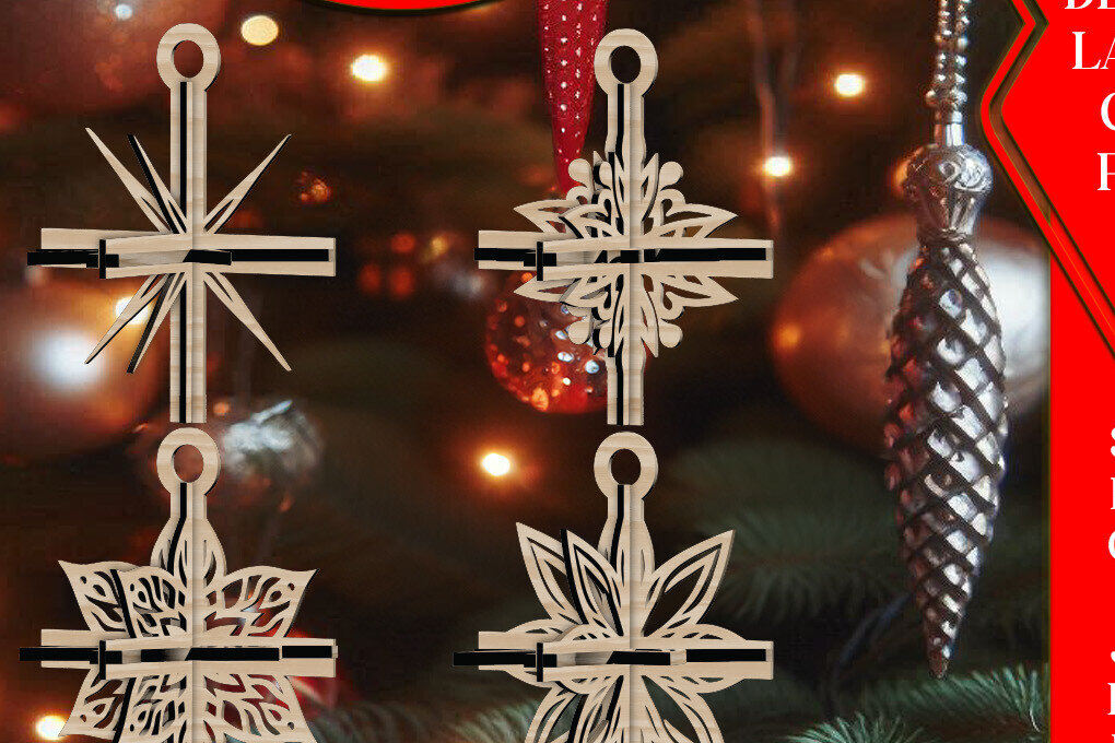 Intra απο ξύλο plywood 3mm-4mm πάχος 3D Χριστουγεννιάτικων Αστεριών V12 Δίασταση 1x1 cm INTRAFABR-108865704