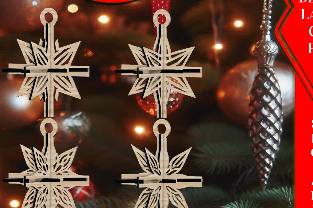 Intra απο ξύλο plywood 3mm-4mm πάχος 3D Χριστουγεννιάτικων Αστεριών V13 Δίασταση 1x1 cm INTRAFABR-108865827