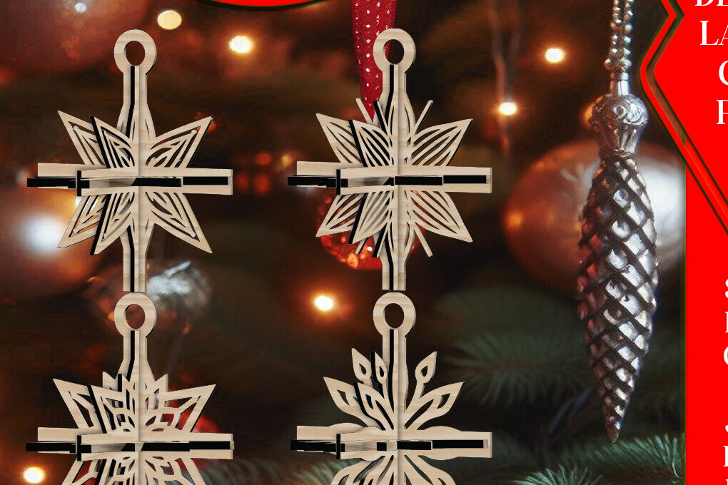 Intra απο ξύλο plywood 3mm-4mm πάχος 3D Χριστουγεννιάτικων Αστεριών V14 Δίασταση 1x1 cm INTRAFABR-108865946