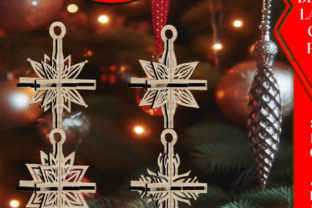 Intra απο ξύλο plywood 3mm-4mm πάχος 3D Χριστουγεννιάτικων Αστεριών V15 Δίασταση 1x1 cm INTRAFABR-108866059