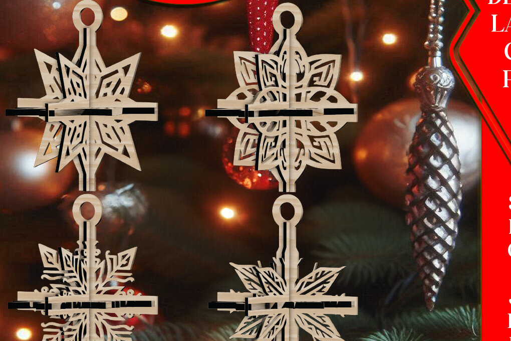 Intra απο ξύλο plywood 3mm-4mm πάχος 3D Χριστουγεννιάτικων Αστεριών V19 Δίασταση 1x1 cm INTRAFABR-108866480