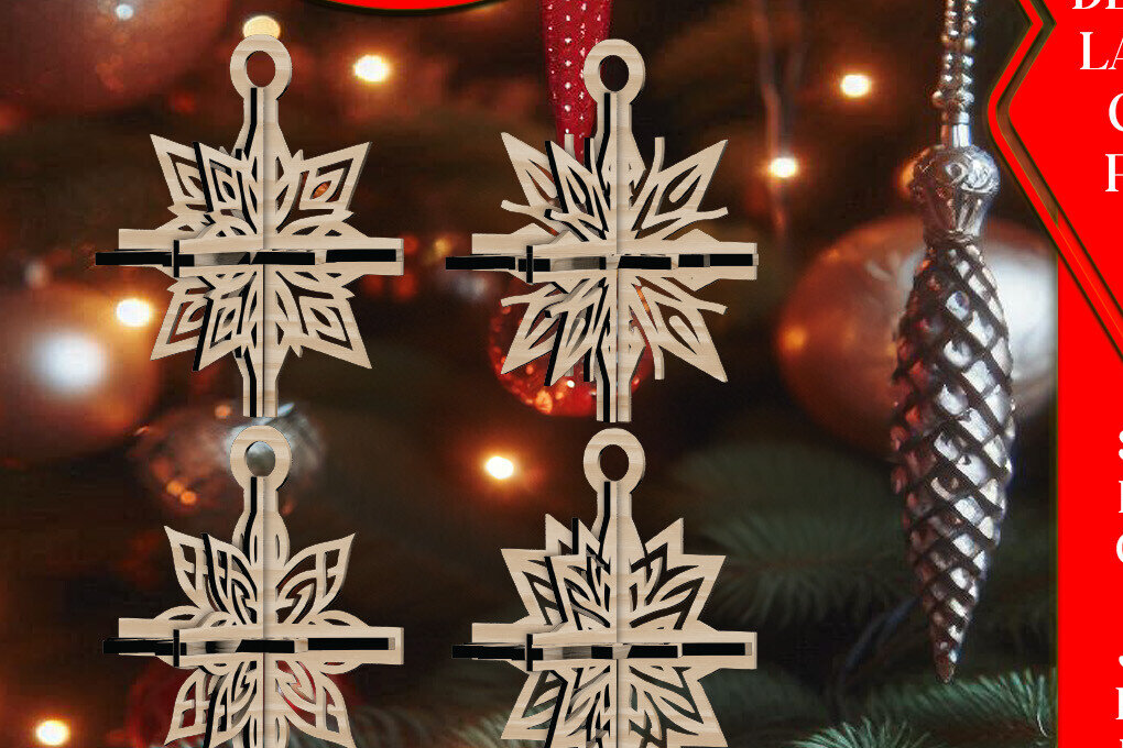 Intra απο ξύλο plywood 3mm-4mm πάχος 3D Χριστουγεννιάτικων Αστεριών V21 Δίασταση 1x1 cm INTRAFABR-108866784