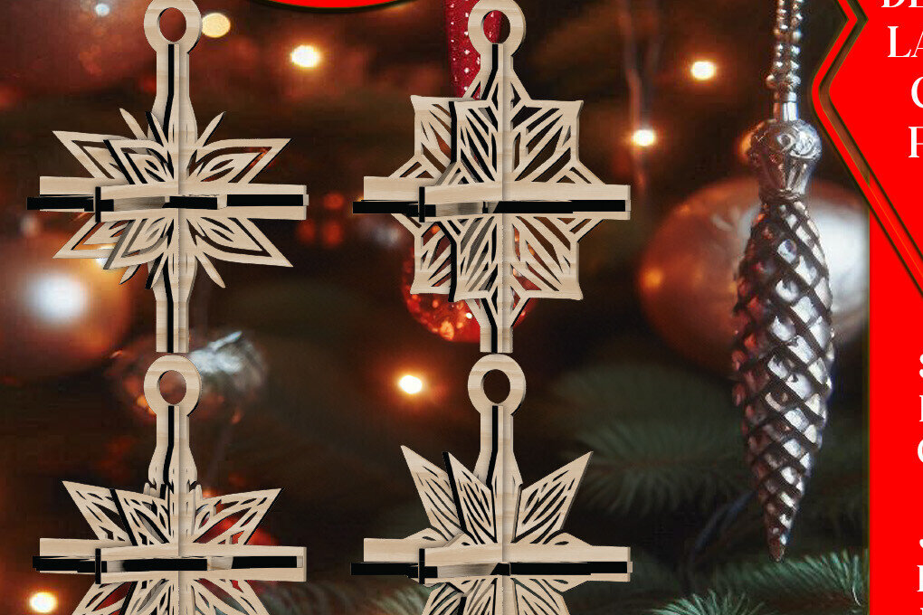 Intra απο ξύλο plywood 3mm-4mm πάχος 3D Χριστουγεννιάτικων Αστεριών V7 Δίασταση 1x1 cm INTRAFABR-108670682