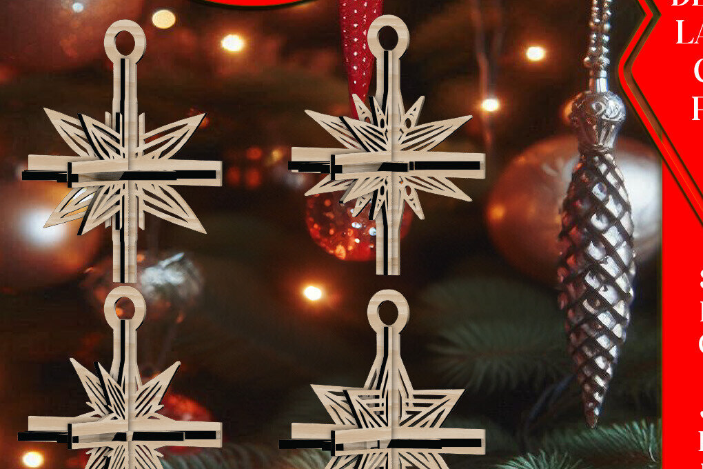 Intra απο ξύλο plywood 3mm-4mm πάχος 3D Χριστουγεννιάτικων Αστεριών V8 Δίασταση 1x1 cm INTRAFABR-108670818