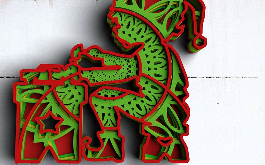 Intra απο ξύλο plywood 3mm-4mm πάχος 3D Christmas 5 Layer Elf Δίασταση 15x15 cm INTRAFABR-77143713 - Image 1