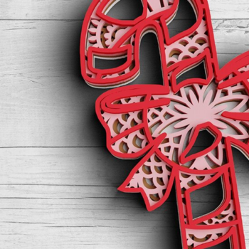 Intra απο ξύλο plywood 3mm-4mm πάχος 3D Χριστουγεννιάτικο Candy Δίασταση 30x30 cm INTRAFABR-77143557 - Image 1