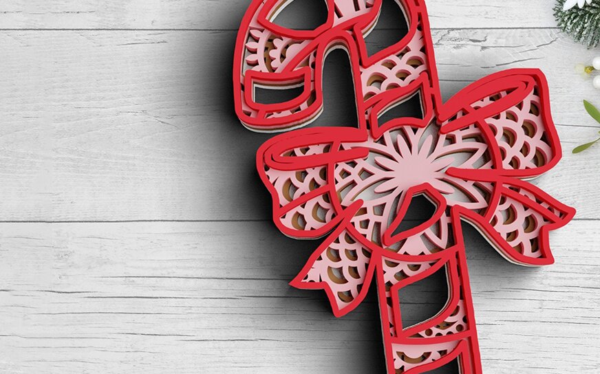 Intra απο ξύλο plywood 3mm-4mm πάχος 3D Χριστουγεννιάτικο Candy Δίασταση 30x30 cm INTRAFABR-77143557