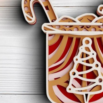 Intra απο ξύλο plywood 3mm-4mm πάχος 3D Christmas Christmas Cup Δίασταση 30x30 cm INTRAFABR-77143997 - Image 1