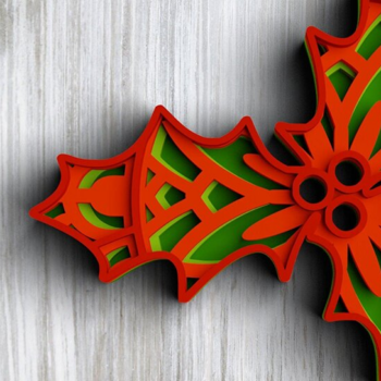 Intra απο ξύλο plywood 3mm-4mm πάχος 3D Χριστουγεννιάτικο γκι Δίασταση 30x30 cm INTRAFABR-77143482 - Image 1