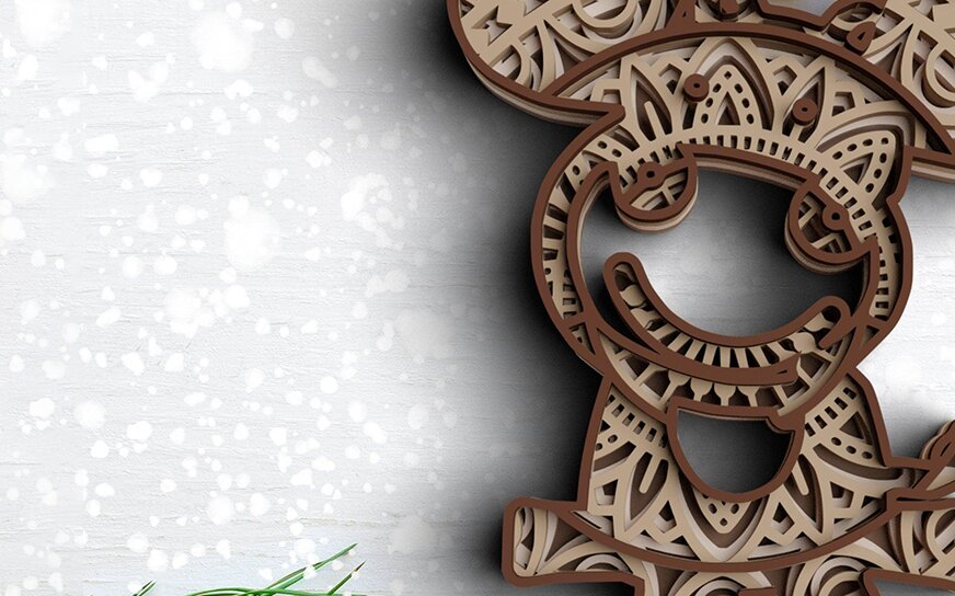 Intra απο ξύλο plywood 3mm-4mm πάχος 3D Christmas Moose Δίασταση 30x30 cm INTRAFABR-77143244