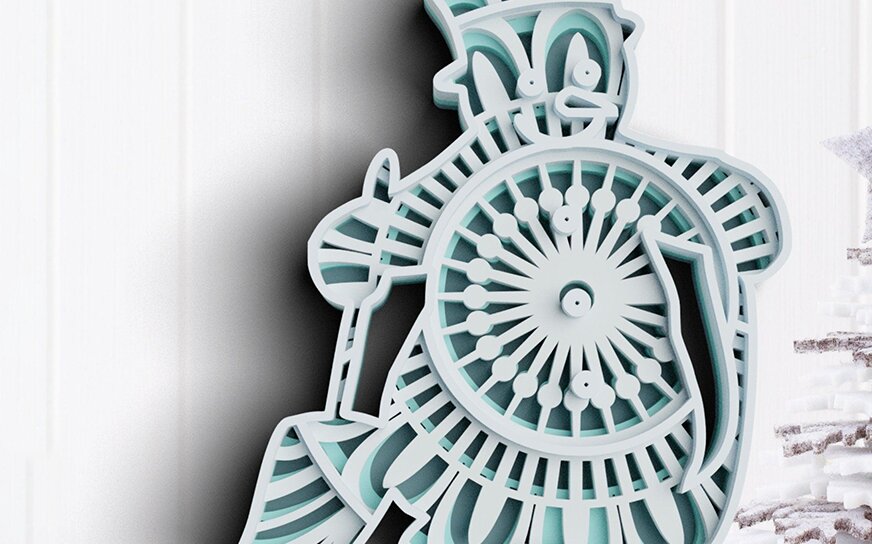 Intra απο ξύλο plywood 3mm-4mm πάχος 3D Χριστουγεννιάτικο Snowman Δίασταση 30x30 cm INTRAFABR-77143651