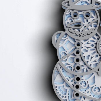 Intra απο ξύλο plywood 3mm-4mm πάχος 3D Χριστουγεννιάτικο Snowman Δίασταση 30x30 cm INTRAFABR-77143432 - Image 1