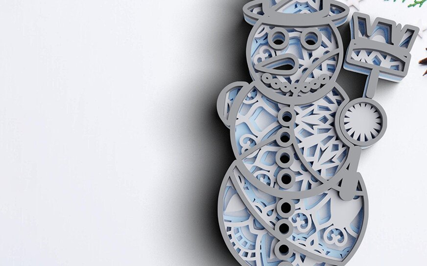 Intra απο ξύλο plywood 3mm-4mm πάχος 3D Χριστουγεννιάτικο Snowman Δίασταση 30x30 cm INTRAFABR-77143432