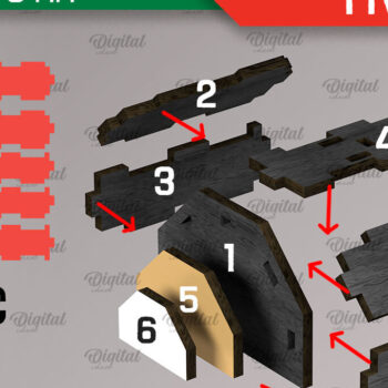 Intra απο ξύλο plywood 3mm-4mm πάχος Τρισδιάστατο σχέδιο κοπής με λέιζερ Χριστουγεννιάτικο τρένο Δίασταση 15x15 cm INTRAFABR-106661605 - Image 9