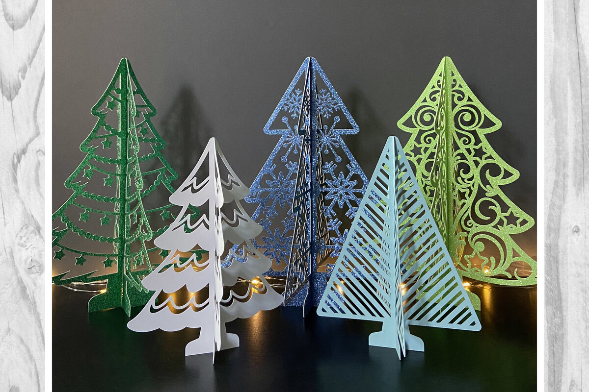 Intra απο ξύλο plywood 3mm-4mm πάχος 3D δέσμη χριστουγεννιάτικων δέντρων Δίασταση 5x5 cm INTRAFABR-21428871