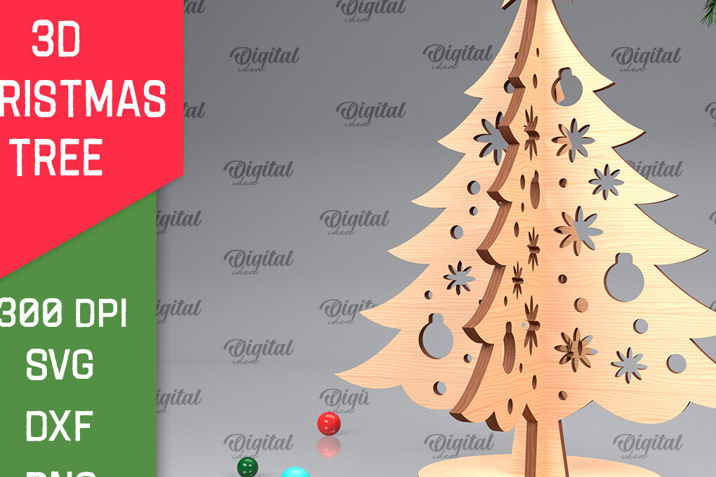 Intra απο ξύλο plywood 3mm-4mm πάχος Τρισδιάστατο σχέδιο κοπής χριστουγεννιάτικου δέντρου με λέιζερ Δίασταση 15x15 cm INTRAFABR-104362122