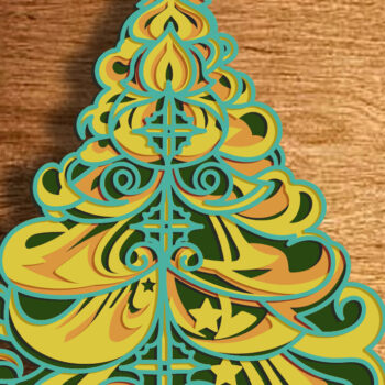 Intra απο ξύλο plywood 3mm-4mm πάχος 3D Χριστουγεννιάτικο Δέντρο . Αποκοπή αρχείου. Δίασταση 30x20 cm INTRAFABR-77275419 - Image 1