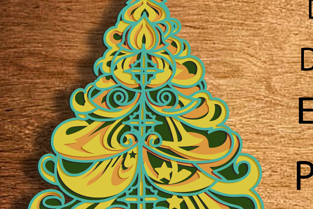 Intra απο ξύλο plywood 3mm-4mm πάχος 3D Χριστουγεννιάτικο Δέντρο . Αποκοπή αρχείου. Δίασταση 30x20 cm INTRAFABR-77275419