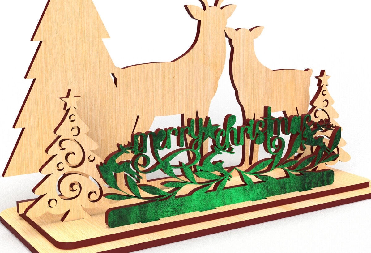 Intra απο ξύλο plywood 3mm-4mm πάχος Τρισδιάστατη Χριστουγεννιάτικου χωριού Δίασταση 30x20 cm INTRAFABR-83238850