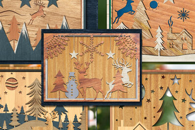 Intra απο ξύλο plywood 3mm-4mm πάχος Τρισδιάστατη δέσμη κουτιού σκιών Χριστουγεννιάτικου χωριού Δίασταση 25x25 cm INTRAFABR-51985428