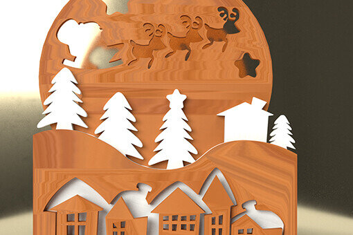 Intra απο ξύλο plywood 3mm-4mm πάχος 3D Χριστουγεννιάτικο Χωριό | Χριστούγεννα Δίασταση 15x15 cm INTRAFABR-78579663