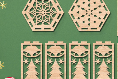 Intra απο ξύλο plywood 3mm-4mm πάχος 3D Χριστουγεννιάτικο ξύλινο φανάρι με λέιζερ Δίασταση 15x15 cm INTRAFABR-83211496