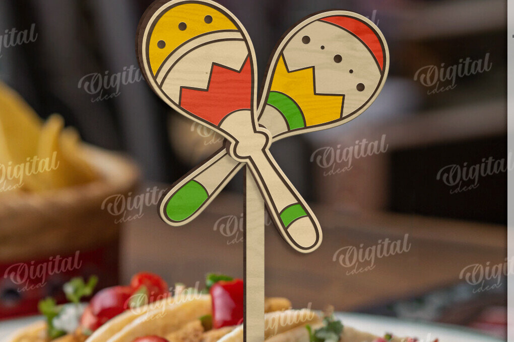 Intra απο ξύλο plywood 3mm-4mm πάχος 3D Cinco De Mayo Cake Topper Cut  Δίασταση 30x20 cm INTRAFABR-119489486