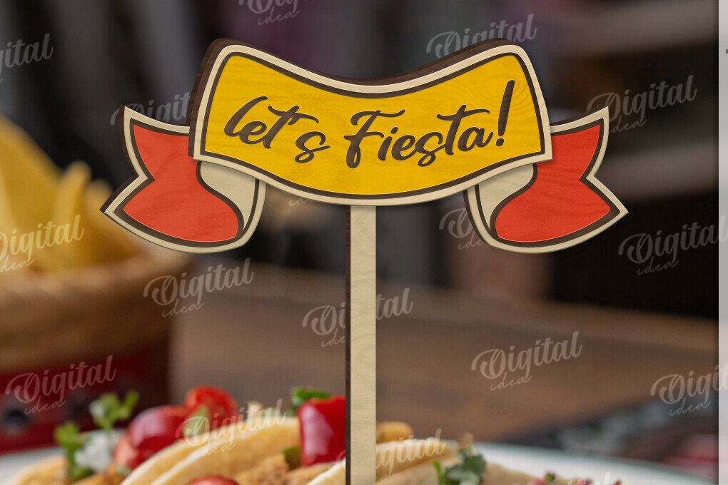 Intra απο ξύλο plywood 3mm-4mm πάχος 3D Cinco De Mayo Cake Topper Cut  Δίασταση 30x20 cm INTRAFABR-119489616