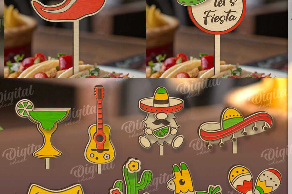 Intra απο ξύλο plywood 3mm-4mm πάχος 3D Cinco De Mayo Cake Δίασταση 30x20 cm INTRAFABR-119316222 - Image 1